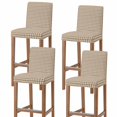 thumbnail image 1 of Brown Plaid Bar Stool Covers - Stretch Dining Chair Covers Set of 4, Gingham Checked Minimalist Modern Bar Chair Cover Removable Counter Stool Pub Chairs Slipcovers Protectors for Kitchen/Cafe, 1 of 9