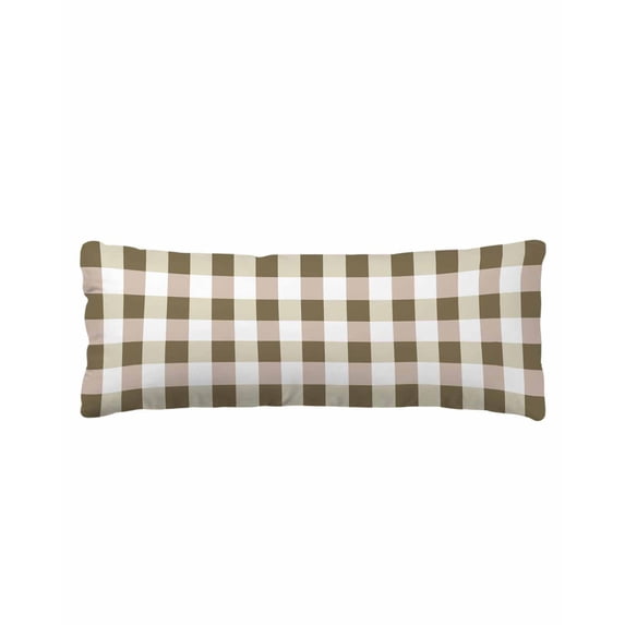 Brown Plaid Body Pillow Cover 20 x 54 Inch Decorative Pillow Cover Spring Summer Farmhouse Buffalo Checkered Lumbar Pillowcase Seasonal Rectangle Cushion Case for Couch Sofa Bed Living Room