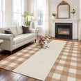 thumbnail image 1 of Brown Plaid Large Area Rugs 8x10 ft Retro Country Brown Plaid Linen Texture Washable Rug Non Slip Indoor Carpet Absorbent Floor Mat for Living Room Bedroom Dining Room, 1 of 9