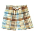 thumbnail image 1 of Brown Plaid Pattern Boys Swim Trunks Quick Dry Boy Swim Shorts for 3-14 Years, 1 of 8