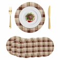 thumbnail image 1 of Brown Plaid Round 15 Inch Placemats Set of 6, Modern Abstract Ombre Gingham Checkered HeatResistant Non Slip Place Mats for Dining Table, Wipeable Braided Kitchen Table Mats for Housewarming, 1 of 9