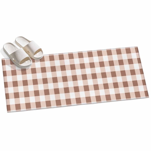 Brown Plaid Runner Rugs 2x6ft Brown Gradient Washable Rug, Non Slip ...