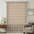 thumbnail image 1 of Brown Plaid Sheer Curtains 84 Inches Long, Gingham Checked Minimalist Modern Light Filering Curtains, Breathable Simi Curtain Privacy Drapes for Living Room Bedroom Lightweight Window Treatment, 1 of 9