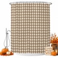 thumbnail image 1 of Brown Plaid Shower Curtain, Waterproof Shower Curtains for Bathroom, Gingham Checked Minimalist Modern Washable Fabric Bathtub Curtain Set Bath Decor with 12 Hooks 72"x78", 1 of 8