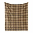 thumbnail image 1 of Brown Plaid Soft Flannel Fleece Throw Blanket, Squares with Stripes Cutting Bold Streaks Vertical and Horizontal Abstract, Cozy Plush for Indoor and Outdoor Use, 50" x 60", Multicolor, by Ambesonne, 1 of 6