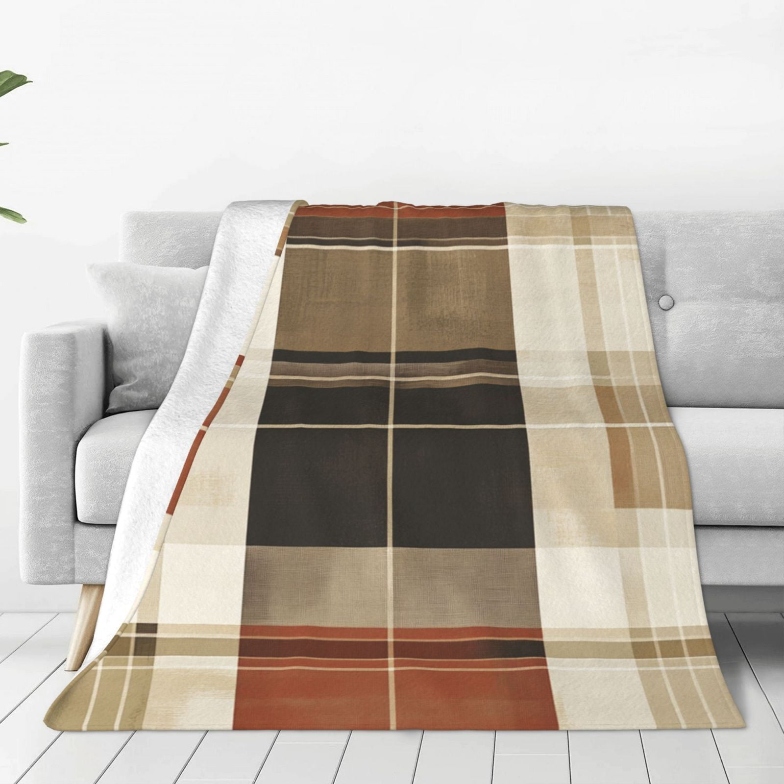 Brown Plaid Throw Blanket for Couch Fall Plaid Blanket Buffalo Plaid