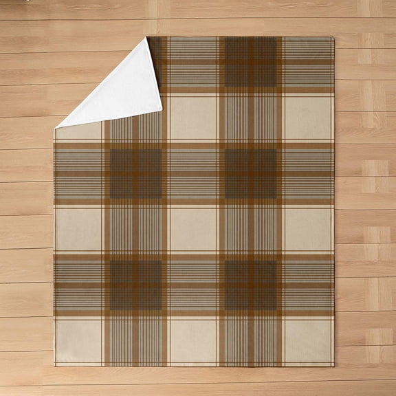 Brown Plaid Throw Blanket for Couch and Bed Flannel Fleece Checkered Blanket Warm Soft Bed Blanket