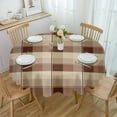 thumbnail image 1 of Brown Plaid Waterproof Tablecloth Tea Table Decoration Round Table Cover Kitchen Wedding Party Home Dining Room Table Cloth, 1 of 5