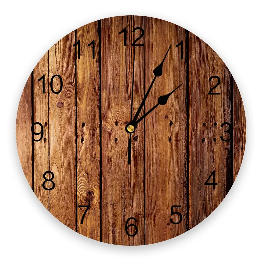 Brown Planks Retro Wood Grain Wall Clock For Home Decoration Living ...