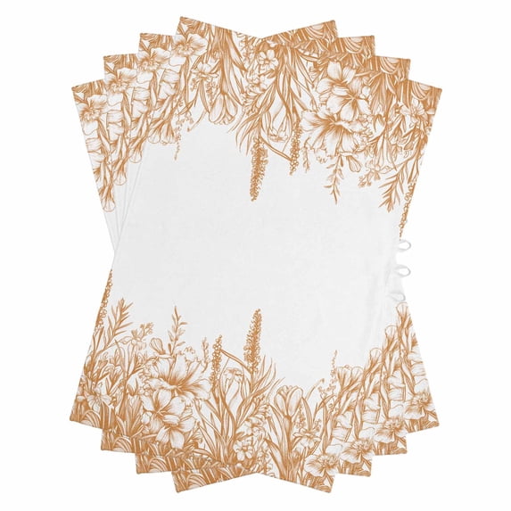 Brown Plants Kitchen Towels Set of 4, Water Absorbent Dish Towel, Lavender Floral Spring Wildflower White Decorative Hand Towels - Quick Drying Cloth for Cooking Baking, 18x28 Inch