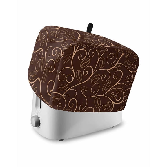 Brown Plants Toaster Cover 4 Slice, Farmhouse Rustic Farm Leaves Branches Dustproof Bread Machine Oven Cover with Storage Pockets, Fits Most Kitchen Toasters Protector