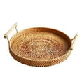 thumbnail image 1 of 1PC Rattan Woven Basket Practical Picnic Ratten Tray Outdoor  Storage Basket Portable Picnic Basket (Large, Diameter 28x4cm), 1 of 6
