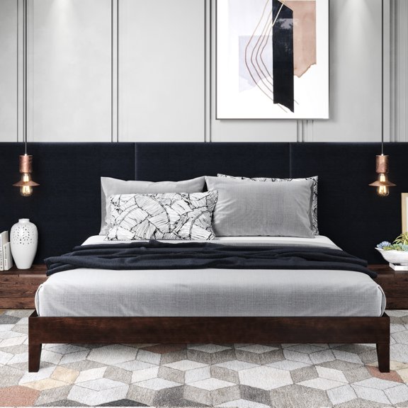 Brown Platform Bed - Solid Pine Build With A Generous Under For Storage Needs King Craftsmanship 5.5-inch Wood Sides And