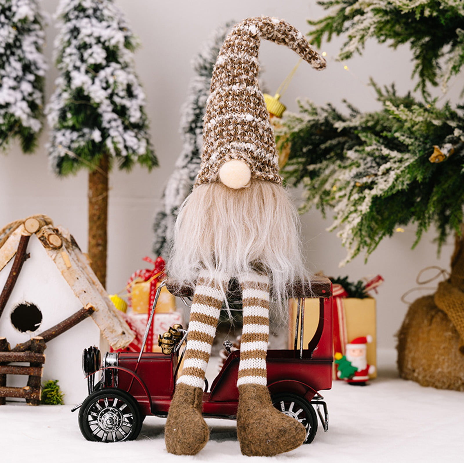 Brown Plush Christmas Long Leg Gnome Decoration Santa Swedish Figurines ...
