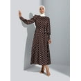 thumbnail image 1 of Brown - Polka Dot - Crew neck - Unlined - Modest Dress - Refka, 1 of 5