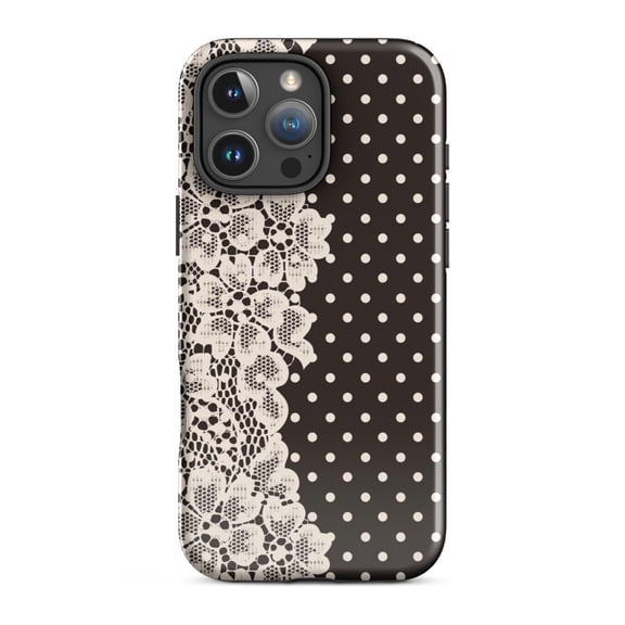 Brown Polka Dot Lace Tough Case for Apple iPhone