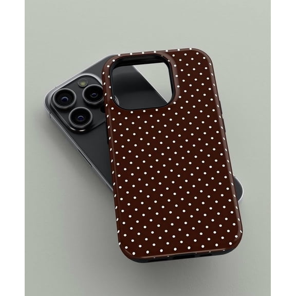 Brown Polka Dot Y2K Fall Aesthetic Case for iPhone 17 16 15 14 13 12 11 Pro Max