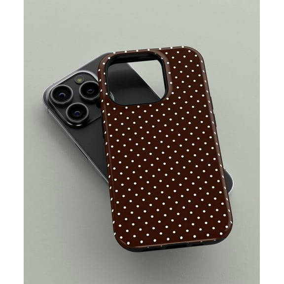 Brown Polka Dot Y2K Fall Autumn Aesthetic Phone Case for iPhone 16 15 14 13 12 Pro Max up to 5XL