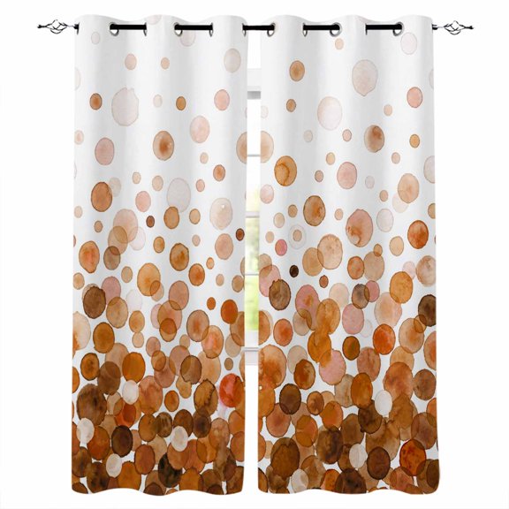 Brown Polka Dots Blackout Curtains 63 Inch Length Watercolor Abstract Art Gradients Thermal Insulated Window Curtain Window Drapes 2 Panels for Bedroom Living Room 42"Wx63"L