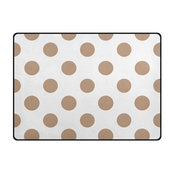Brown Polka Dots Pattern Area Rug 63x48 Inch Non Slip Absorbent Soft for Bedroom Entryway