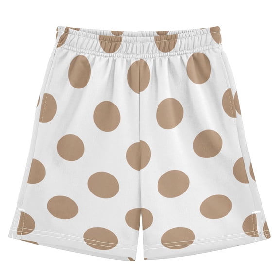 Brown Polka Dots Pattern Athletic Shorts Breathable with Comfort Fit Drawstring Casual Sweatshorts X-Small