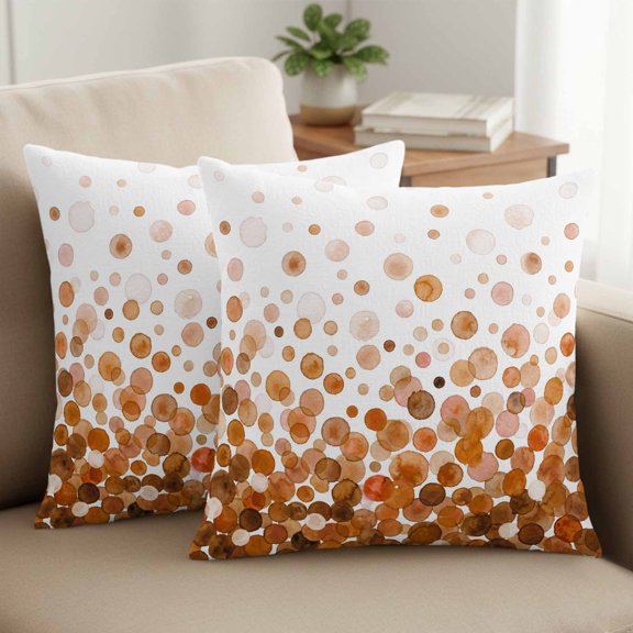 Brown Polka Dots Pillow Covers Set of 2, Watercolor Abstract Art Gradients 20x20 Inch Decorative Throw Pillow Covers Soft Pillowcases with Zipper for Couch Sofa Bed Chair