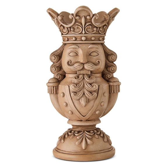 Brown Polyresin Nutcracker Christmas Figurine, 15 Inch Decorative Holiday Statue for Tabletop, Shelf, and Mantel Display