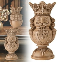 Brown Polyresin Nutcracker Christmas Pillar Candle Holder 7.87", Classic Vintage Holiday Candle Stand, Luxury Festive Table Centerpiece for Mantel, Dining Room & Gift Décor