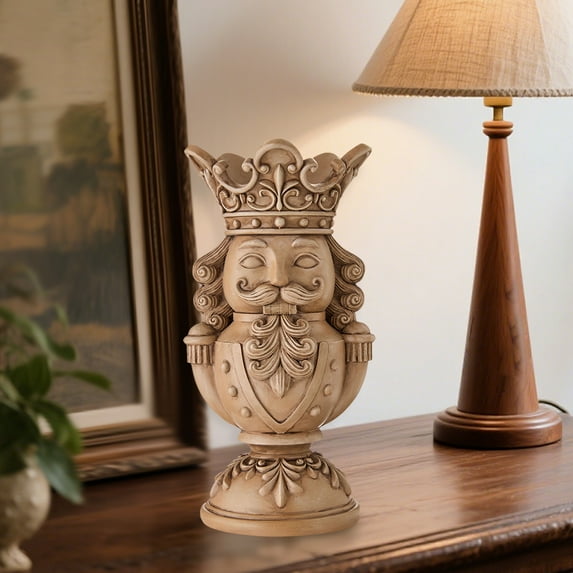 Brown Polyresin Nutcracker Christmas Pillar Candle Holder, 8"