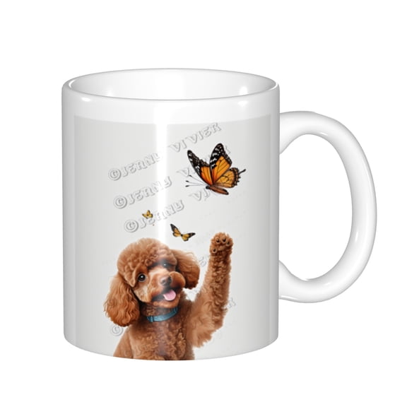 Brown Poodle Dog Ceramic Mug- Poodle Coffee Milk Tea Mug Cup,Gifts For Dog Lovers Poodle Mom gifts Dog Mom gifts for Women Men Teen Girls,Poodle Lovers Gifts