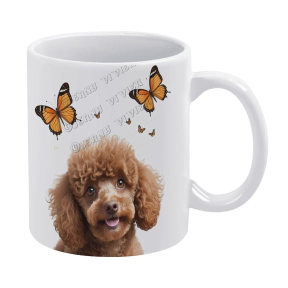 Brown Poodle Dog Mug, Brown Poodle Dog, Personalized Brown Poodle Dog Coffee Mug Gifts For Mom Dad Family Dog Lover, Funny Brown Poodle Dog Ceramic Mug 11oz