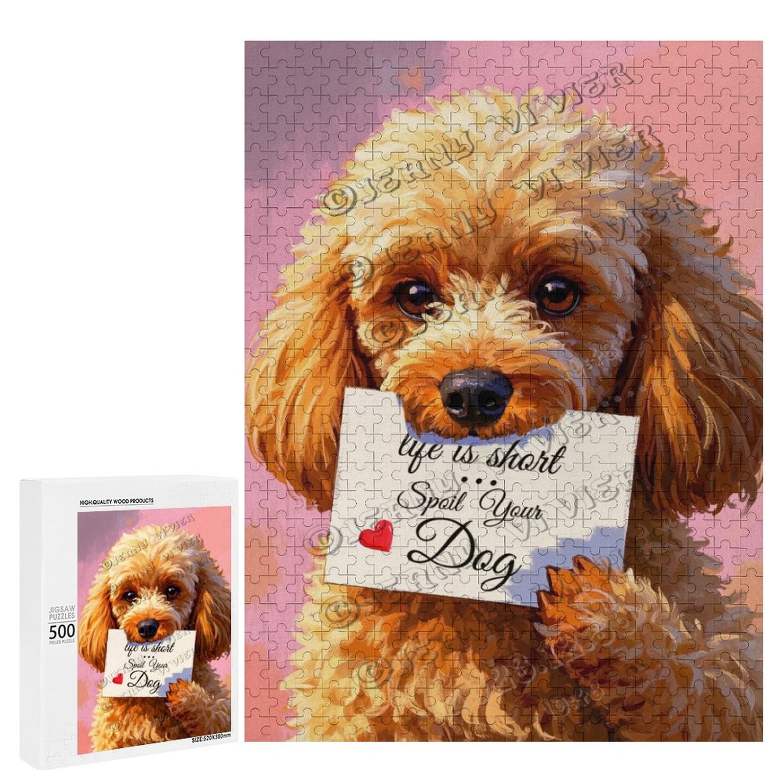 Brown Poodle With Quote 500 Piece Jigsaw Puzzle – Wooden Dog Puzzle for ...