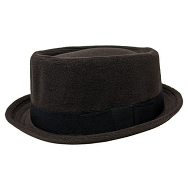 Brown Porkpie Pork Pie Upturn Short Brim Wool Blend Hat