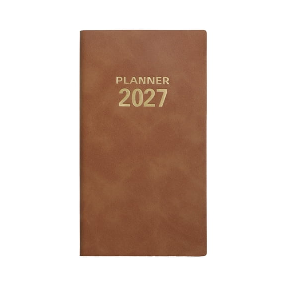 Brown Portable Daily Paper Notebook Planner 2027 For Personal Work Office Desk Schedule Organizer Travel