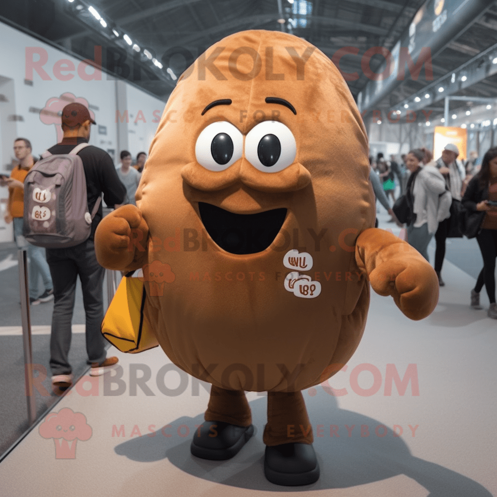 Brown Potato REDBROKOLY mascot costume character dressed with a Button ...