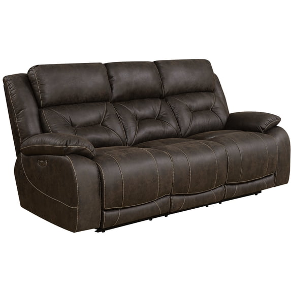 Brown Power Recliner With 49 Pocketed Coils And Zippered Cushions 3 Saddle Memory Foam
