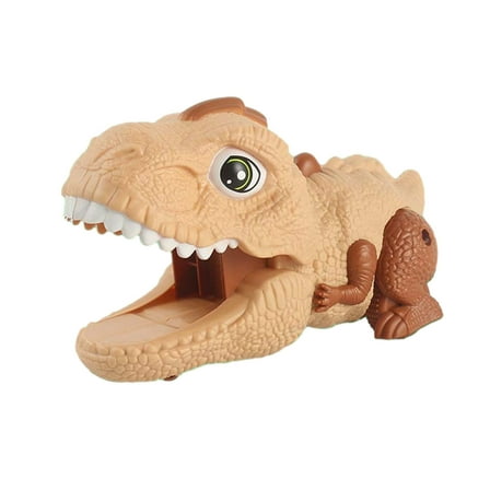Brown Press Activated Dinosaur Car Launcher Toy Educational Interactive Play For Kids Learning