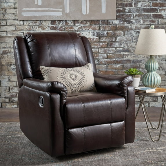 Brown Pu Glider Recliner With Swivel