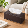 Rectangular Box Cap Brown Pu Leather Rectangular Tissue Box Cover Holder for Home Office ...