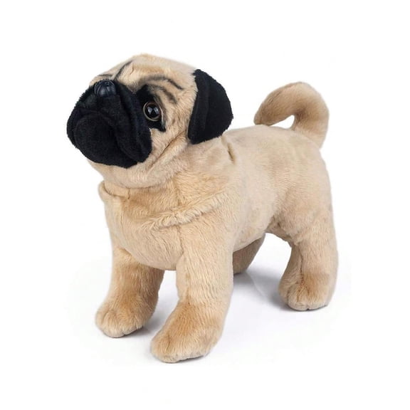 Brown Pug Dog Stuffed Animal, 12 inch Pug Dog Plush Toy Lifelike Dog Stuffed Animals for Birthdays, Christmas, and Home Decor (Brown)