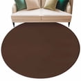thumbnail image 1 of Brown Pure Color Round Area Rugs Collection 7', Aesthetics Contemporary Luxury Non Slip Indoor Circular Throw Runner Rug Floor Mat Carpet for Living Room Dining Table Bedroom Nursery, 1 of 9