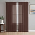 thumbnail image 1 of Brown Pure Color Sheer Curtains 96 Inch Length 2 Panels Set Window Treatments, Aesthetics Contemporary Luxury Rod Pocket Semi Curtains for Living Room/Bedroom/Kitchen Décor, 104"W x 96"L, 1 of 7