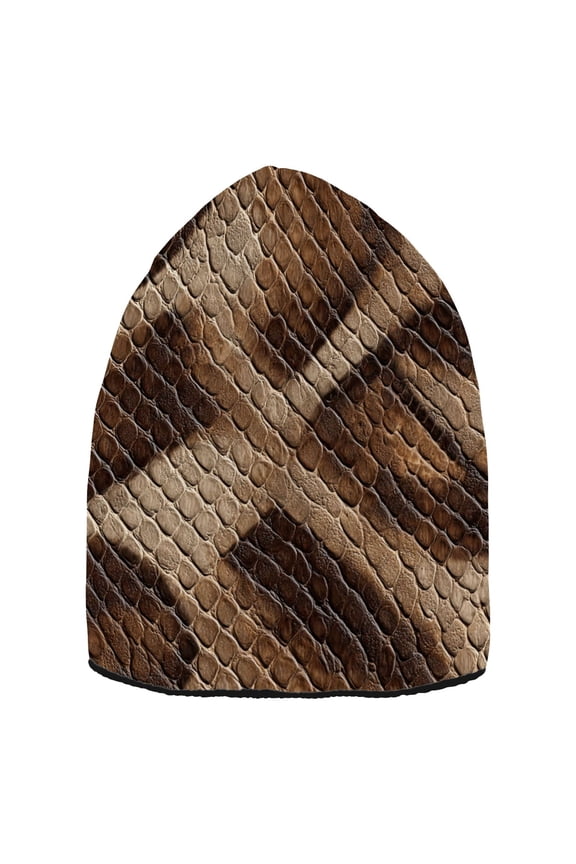 Brown Python Leather Beanie Hat Unisex Warm Winter Hat Cap For Women Men Winter Running