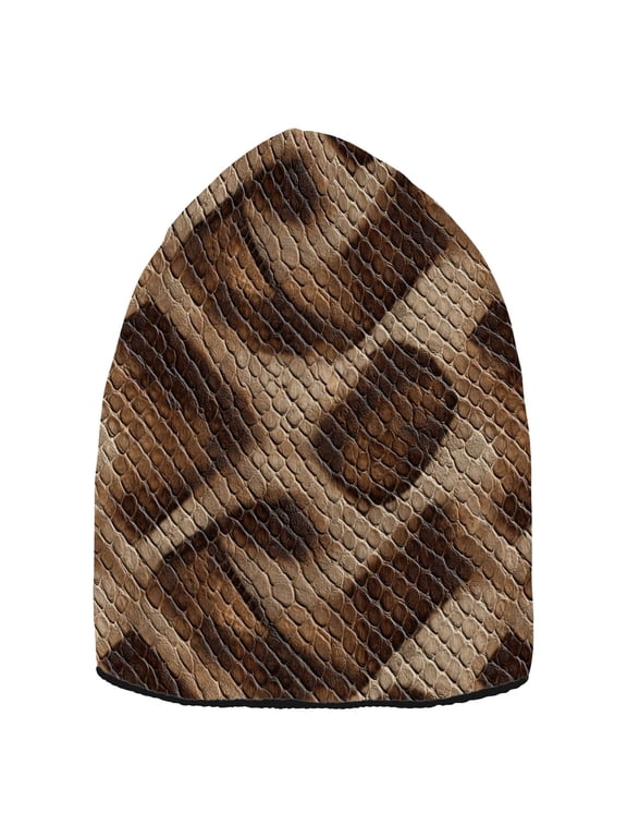 Brown Python Leather Beanie Hat Unisex Warm Winter Hat Cap For Women Men Winter Running