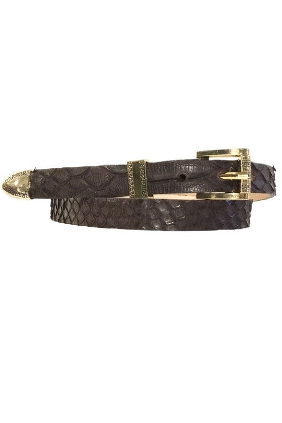 Brown Python Snakeskin Cowboy Hat Band Gold 3 Piece Buckle Set  Handmade 26