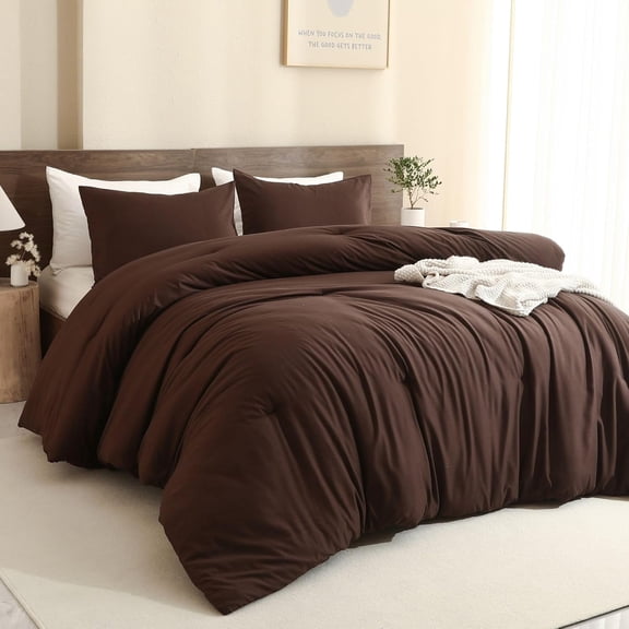 Brown Queen Size Comforter Set with 2 Pillowcases
