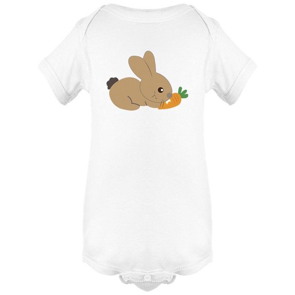 Brown Rabbit Eating Carrots Bodysuit Infant -Image by Shutterstock,  6 Months