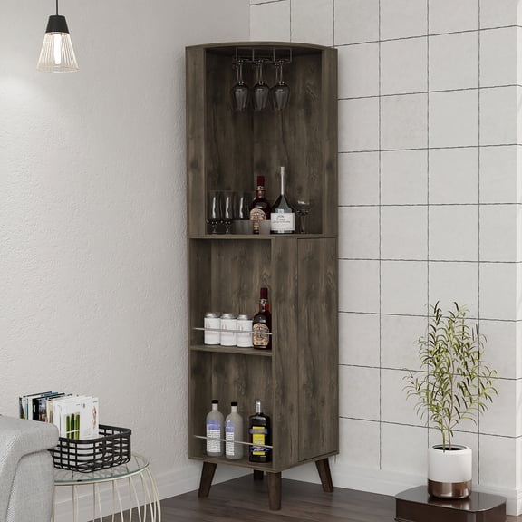 Brown - Railed Shelves & Middle Shelf - Drink Preparation - Effective Storage Layout