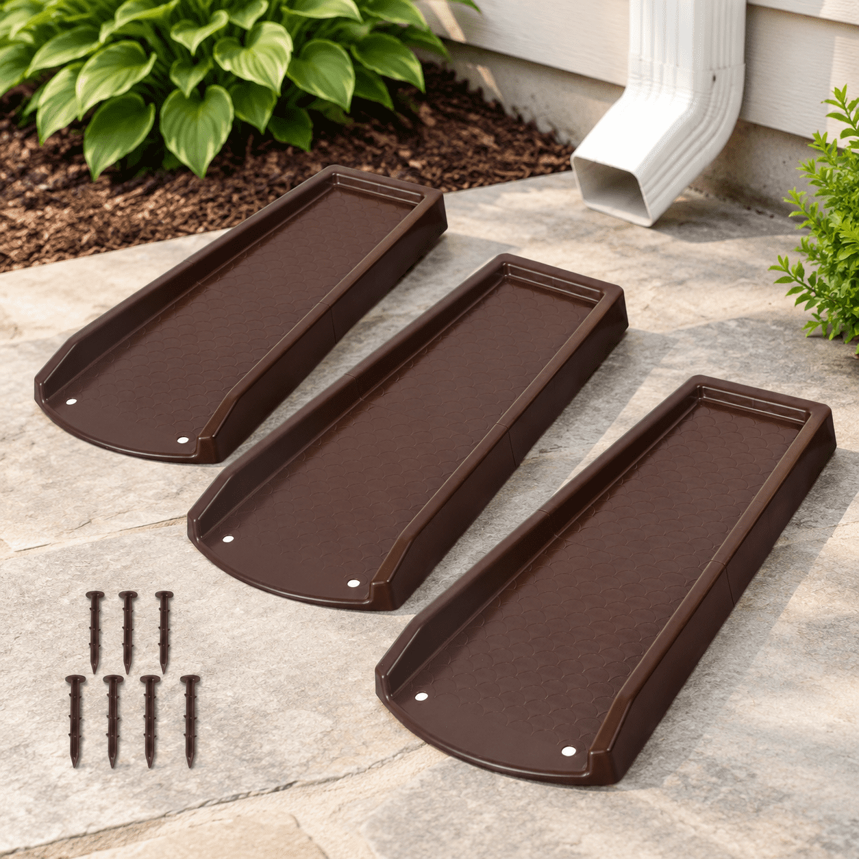 Brown Rain Gutter Downspout Splash Block Extensions, 3 Pack, Fixable ...