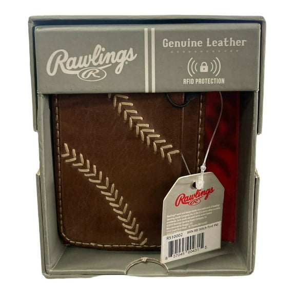 Brown Rawlings Baseball Stitch Front Pocket Wallet with Magnetic Clip